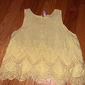 Yellow Lace Sleeveless Top